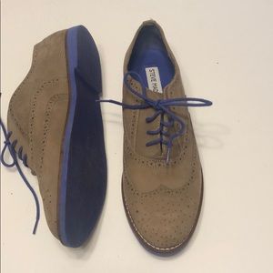 Taupe and Blue Steve Madden Brogues Size 8.5
